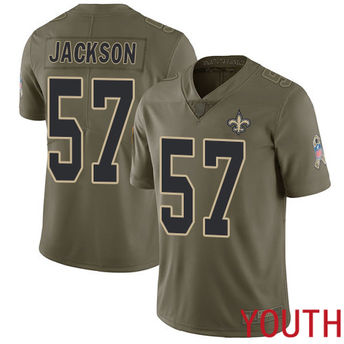 New Orleans Saints Limited Olive Youth Rickey Jackson Jersey NFL Football #57 2017 Salute to Service Jersey